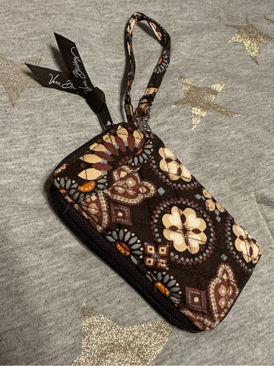 Vera Bradley Handbags - Vera Bradley Brown Floral Paisley Quilted Wristlet with Orange Accents